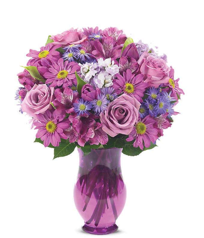 Lavender Roses, Lavender tulips and Lavender Daisies Bouquet 