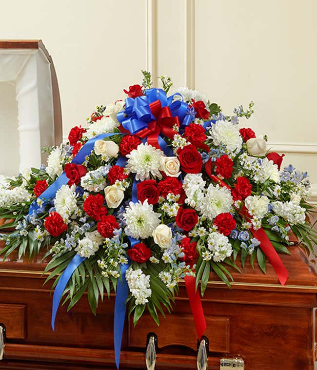 Red, White &amp; Blue Half Casket Cover