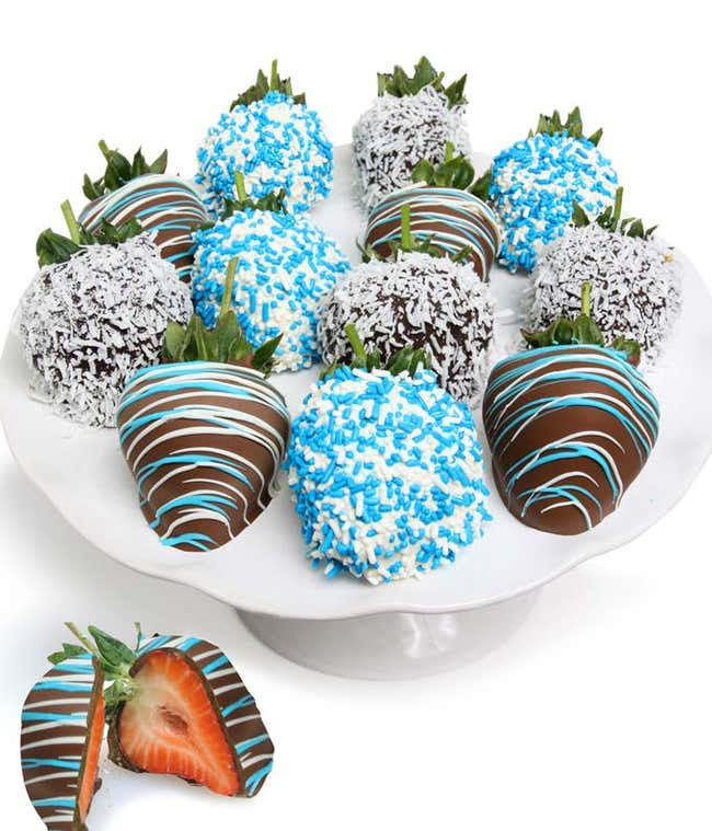 One Dozen Baby Boy Chocolate Dipped Strawberries