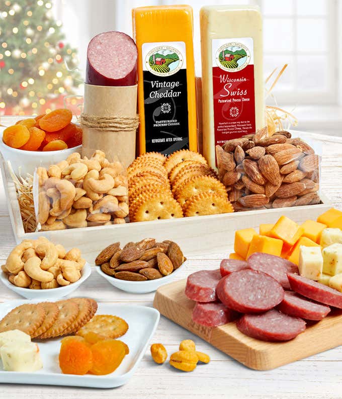 Cheese,Sausage, Crackers, & Nuts Tray