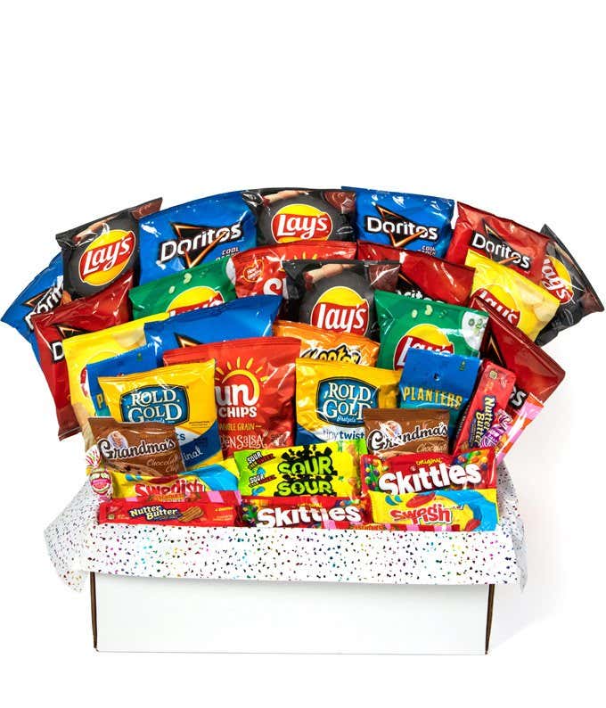 Deluxe Chips, Candy, & Snacks Gift Box - 40 Piece